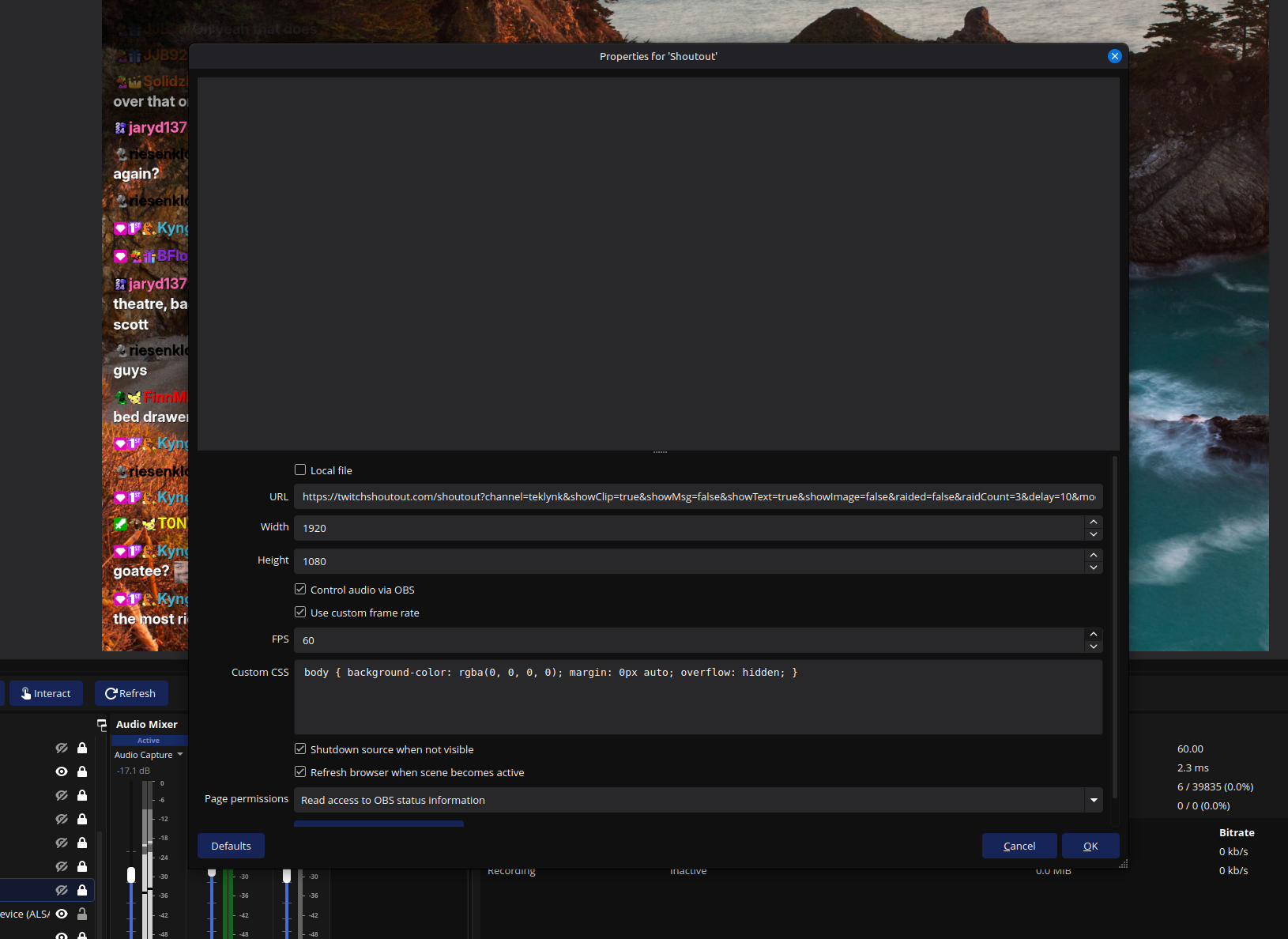 OBS stream setup